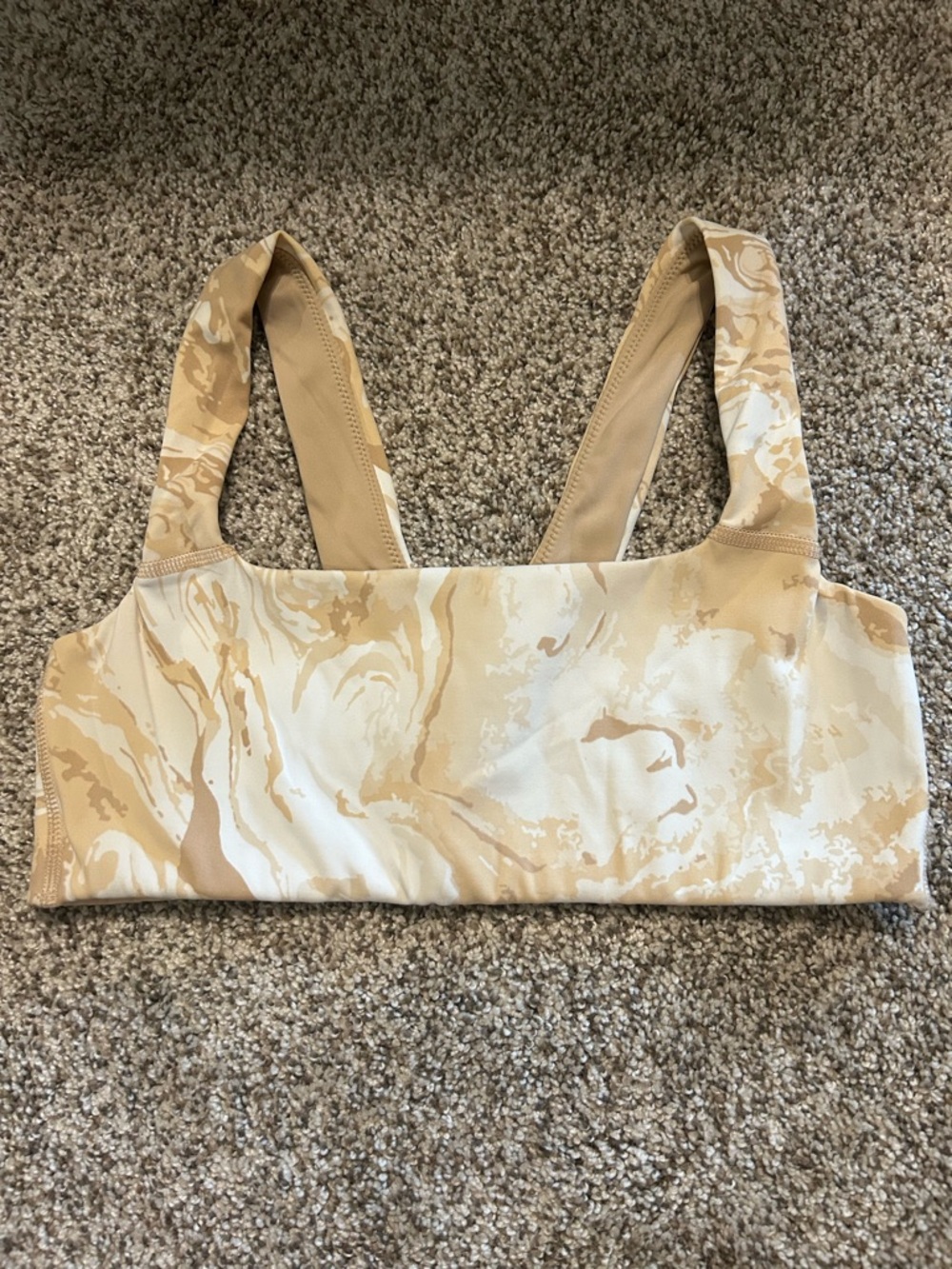 NWOT OFFLINE by Aerie Goals Square Neck Sports Bra - Tan & Ivory Marble Size S